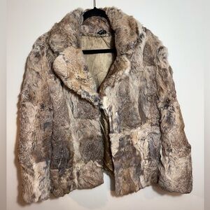 Vintage Rabbit Fur Bomber Jacket size XL